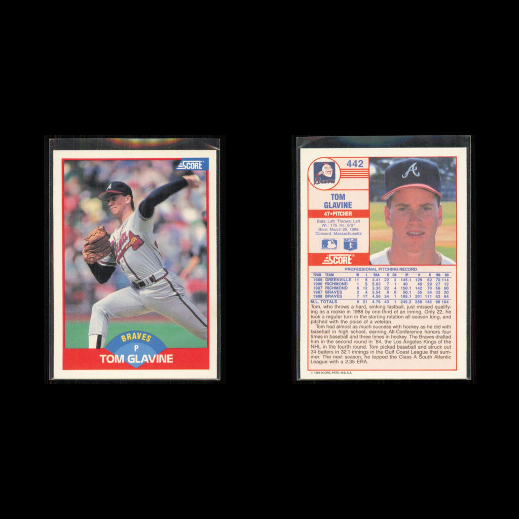 Tom Glavine Lot 7 Baseball Cards 1989 Score Atlanta Braves Set Collection MLB NM