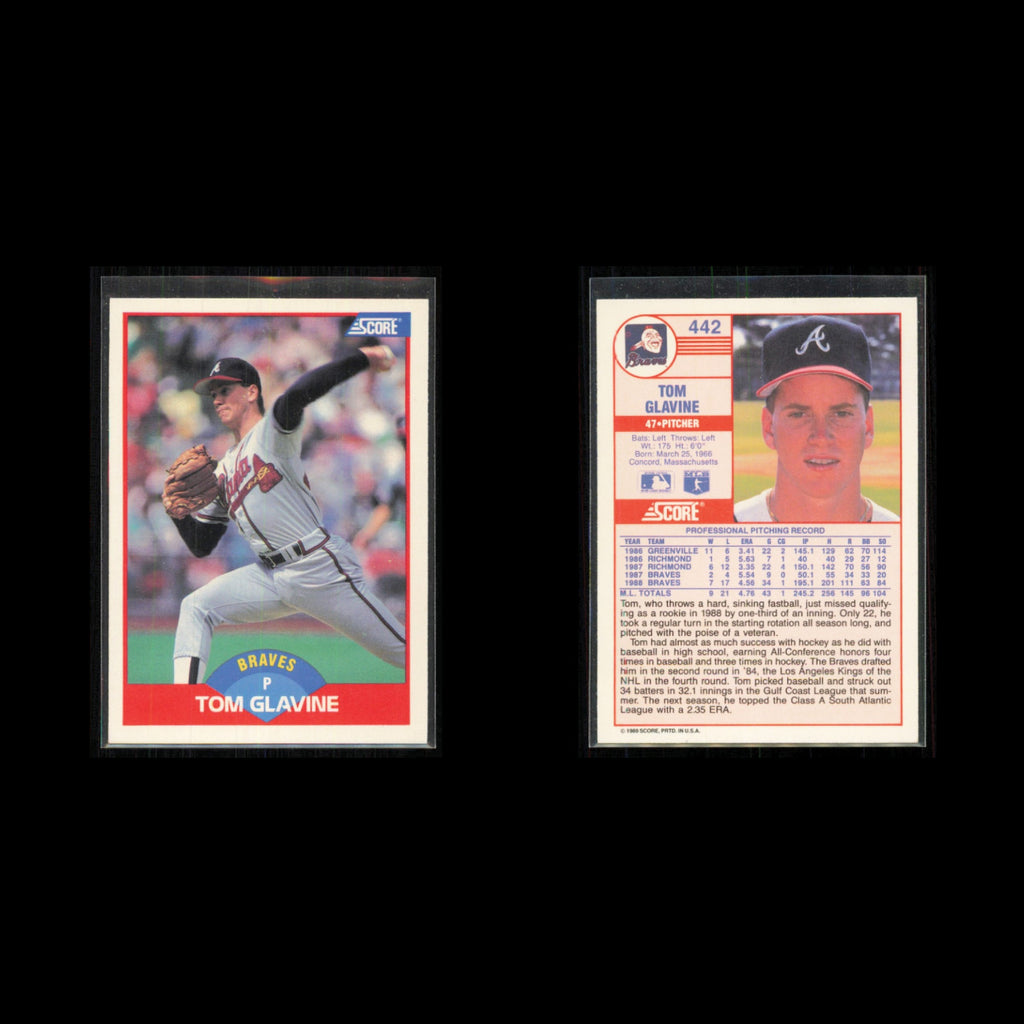 Tom Glavine Lot 7 Baseball Cards 1989 Score Atlanta Braves Set Collection MLB NM