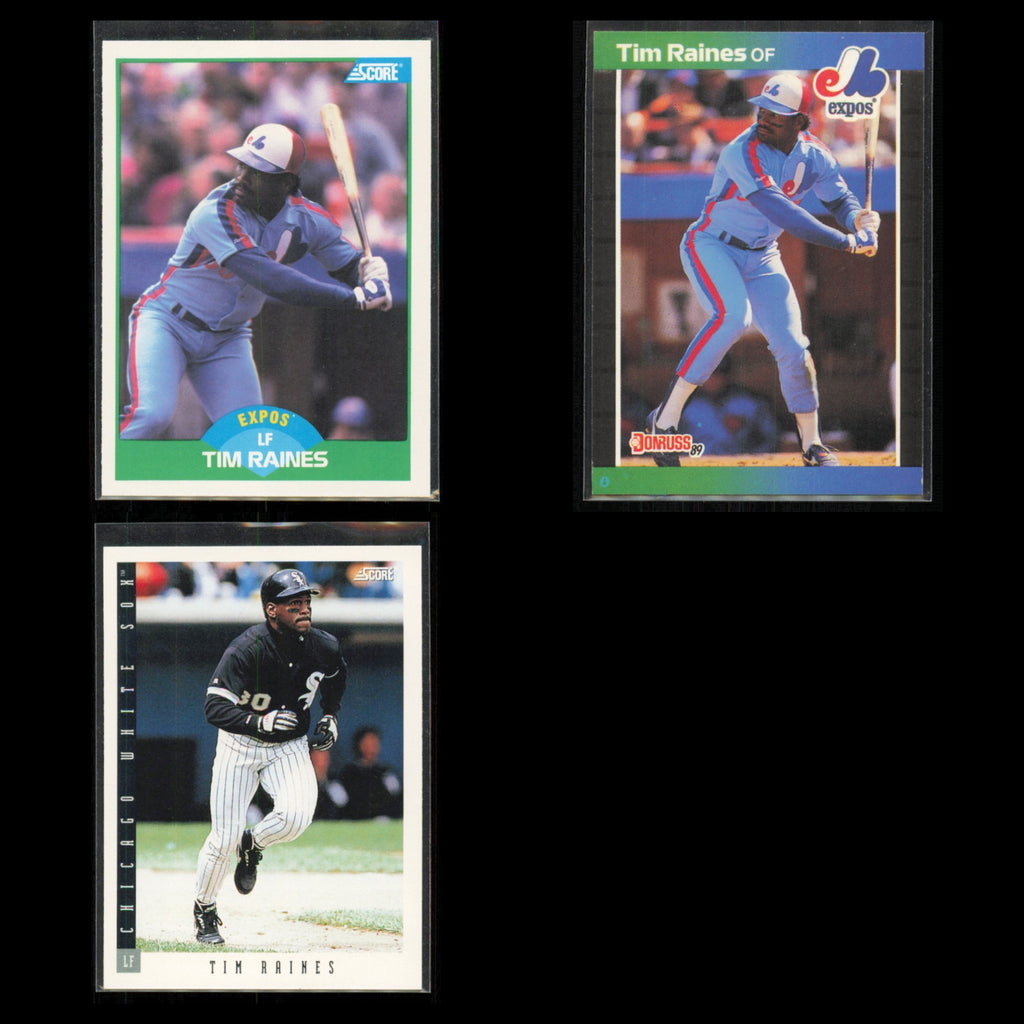 Tim Raines Lot 3 Baseball Cards 1989 Score Montreal Expos Set Collection MLB NM