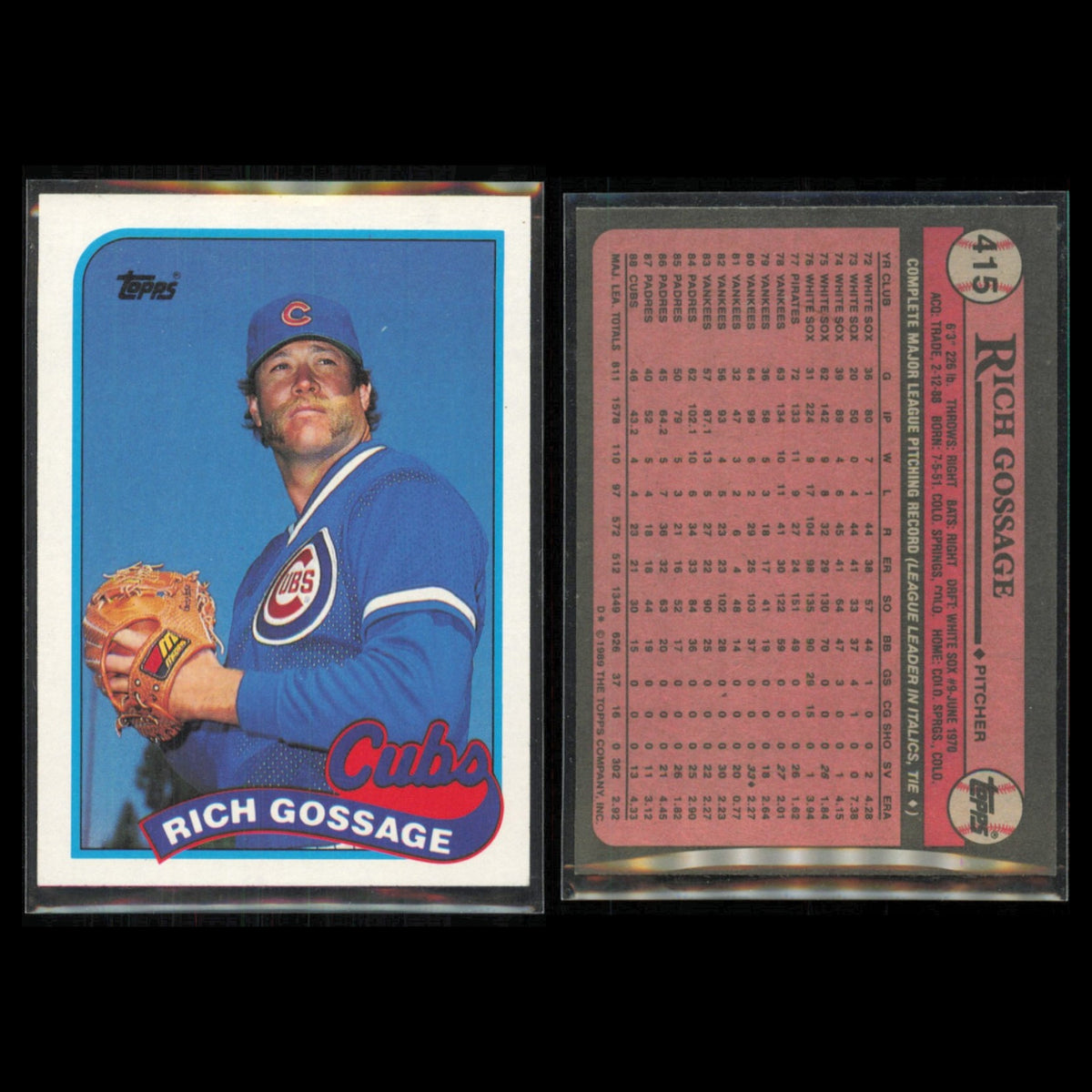 Rich Gossage Lot 5 Baseball Cards 1989 Topps Chicago Cubs Set Collection MLB NM