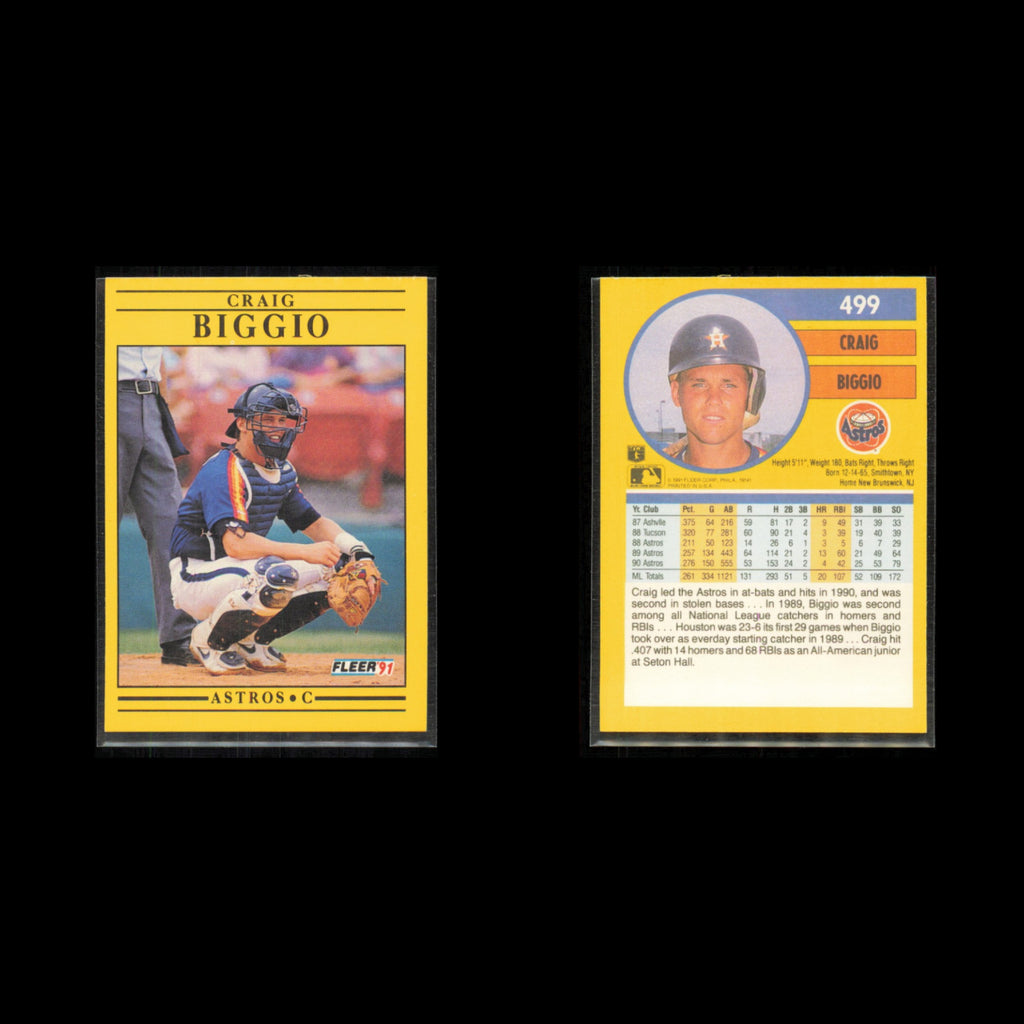 Craig Biggio Lot 8 Baseball Cards 1991 Fleer Houston Astros Set Collection MLB