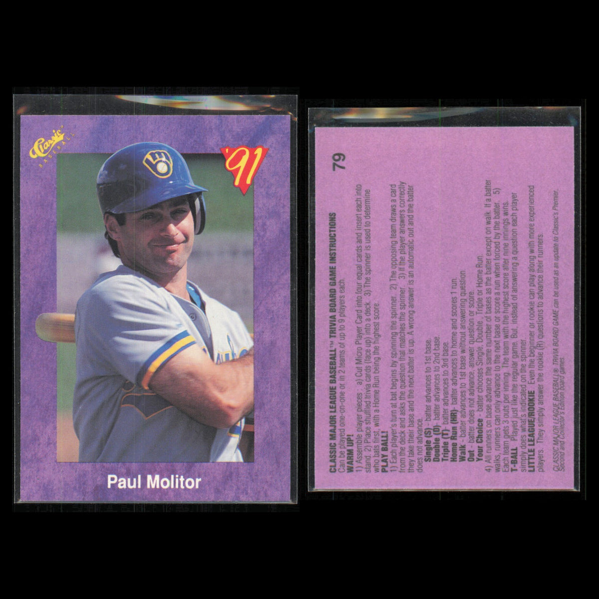 Paul Molitor Lot 5 Baseball Cards 1991 Fleer Milwaukee Brewers Set Collection NM