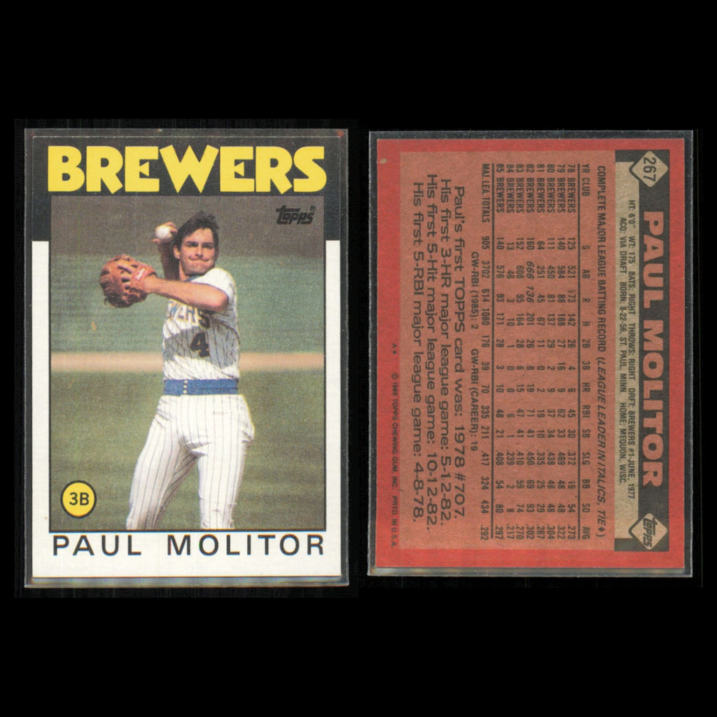 Paul Molitor Lot 5 Baseball Cards 1993 Donruss Milwaukee Brewers Set Collection