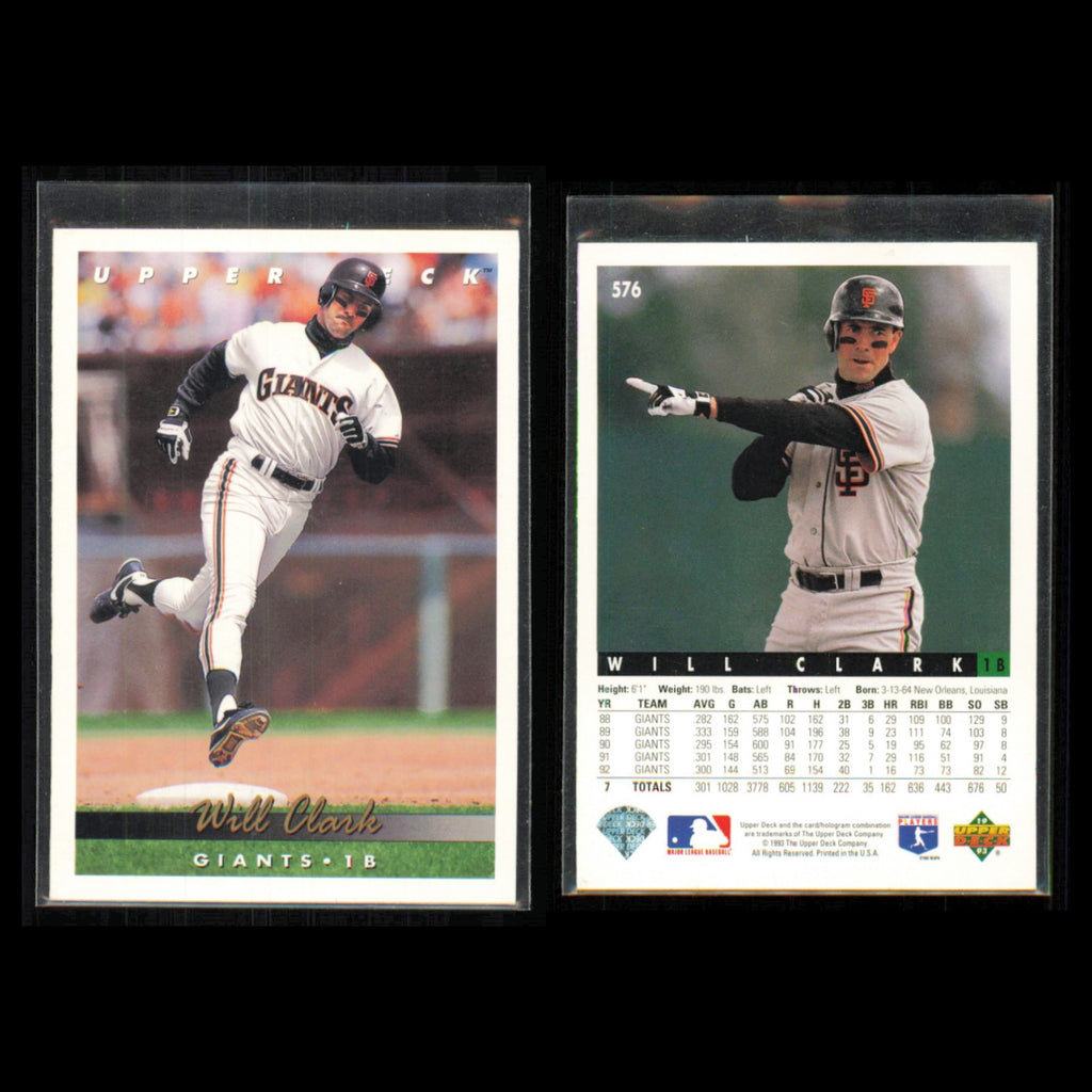 Will Clark Lot 5 Baseball Cards 1993 Stadium Club San Francisco Giants Set MLB