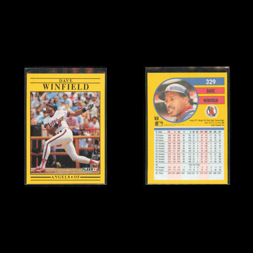 Dave Winfield Lot 7 Baseball Cards 1991 Fleer California Angels Set Collection