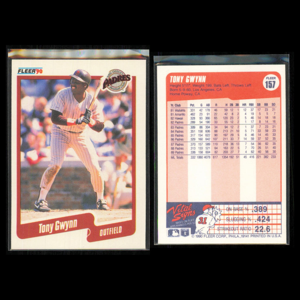 Tony Gwynn Lot 5 Baseball Cards 1990 Fleer San Diego Padres Set Collection MLB