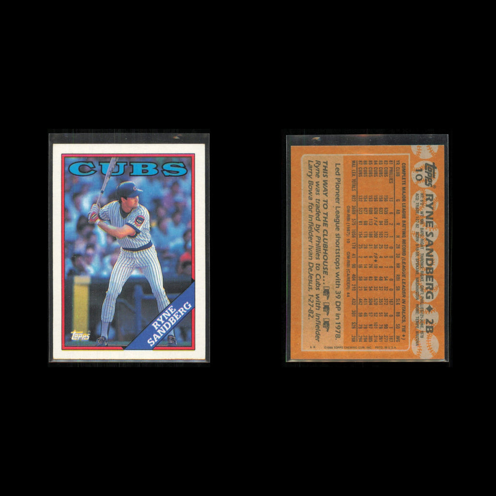 Ryne Sandberg Lot 3 Baseball Cards 1988 Topps Chicago Cubs Set Collection MLB NM