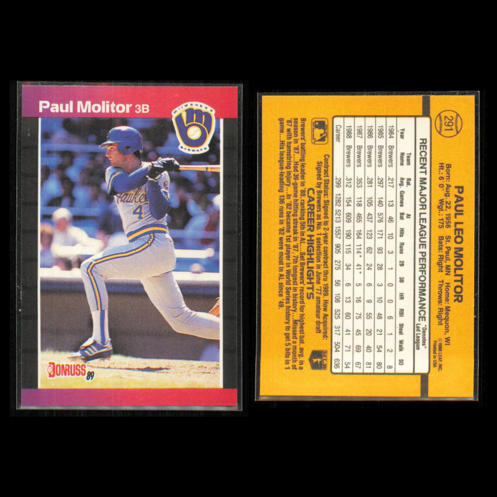 Paul Molitor Lot 5 Baseball Cards 1986 Topps Milwaukee Brewers Set Collection NM