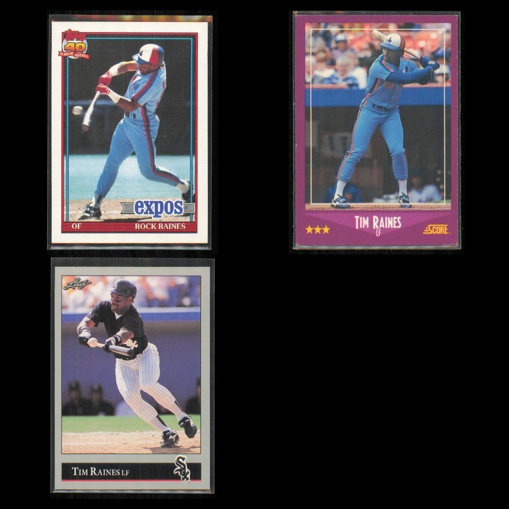 Tim Raines Lot 3 Baseball Cards 1991 Topps Montreal Expos Set Collection MLB NM