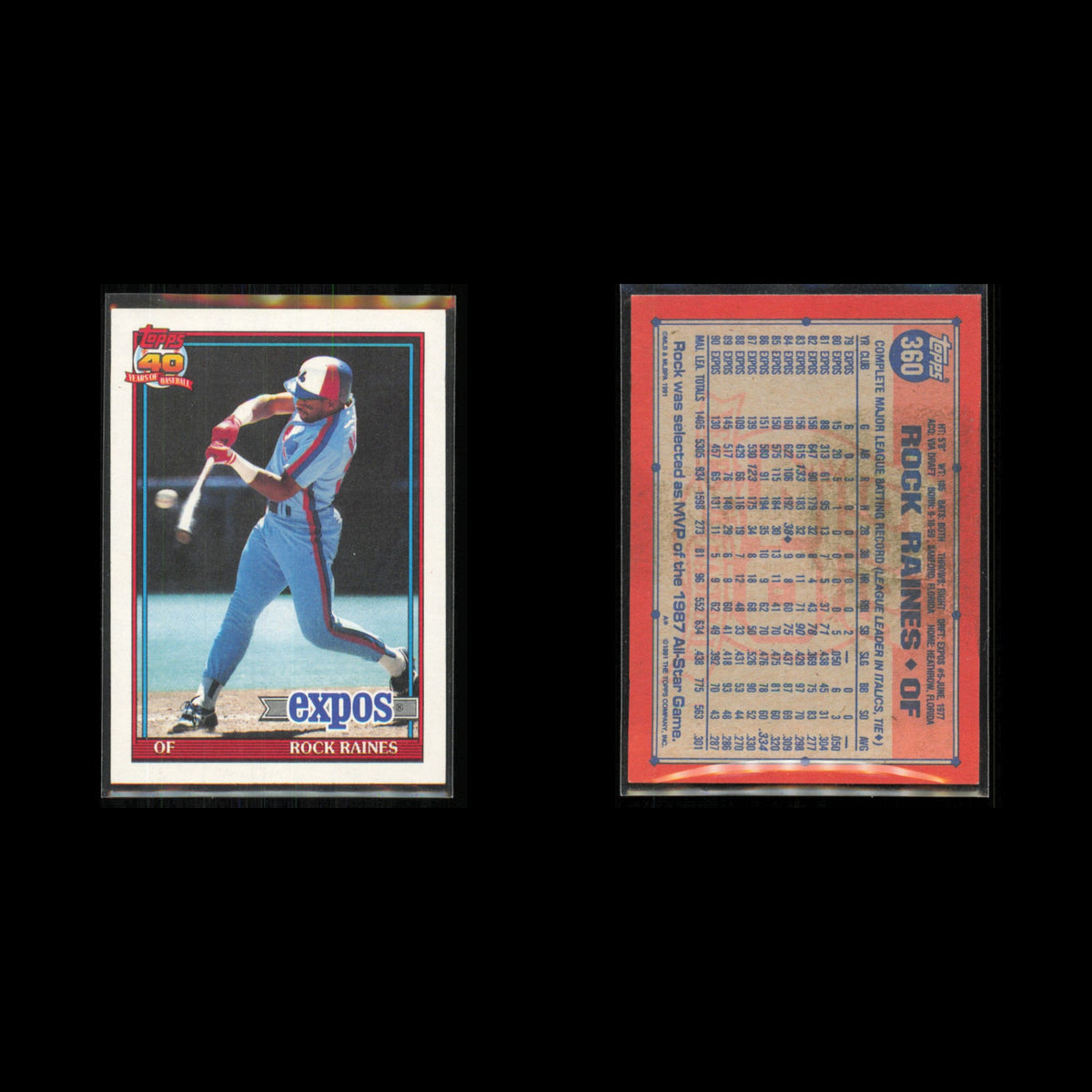 Tim Raines Lot 3 Baseball Cards 1991 Topps Montreal Expos Set Collection MLB NM