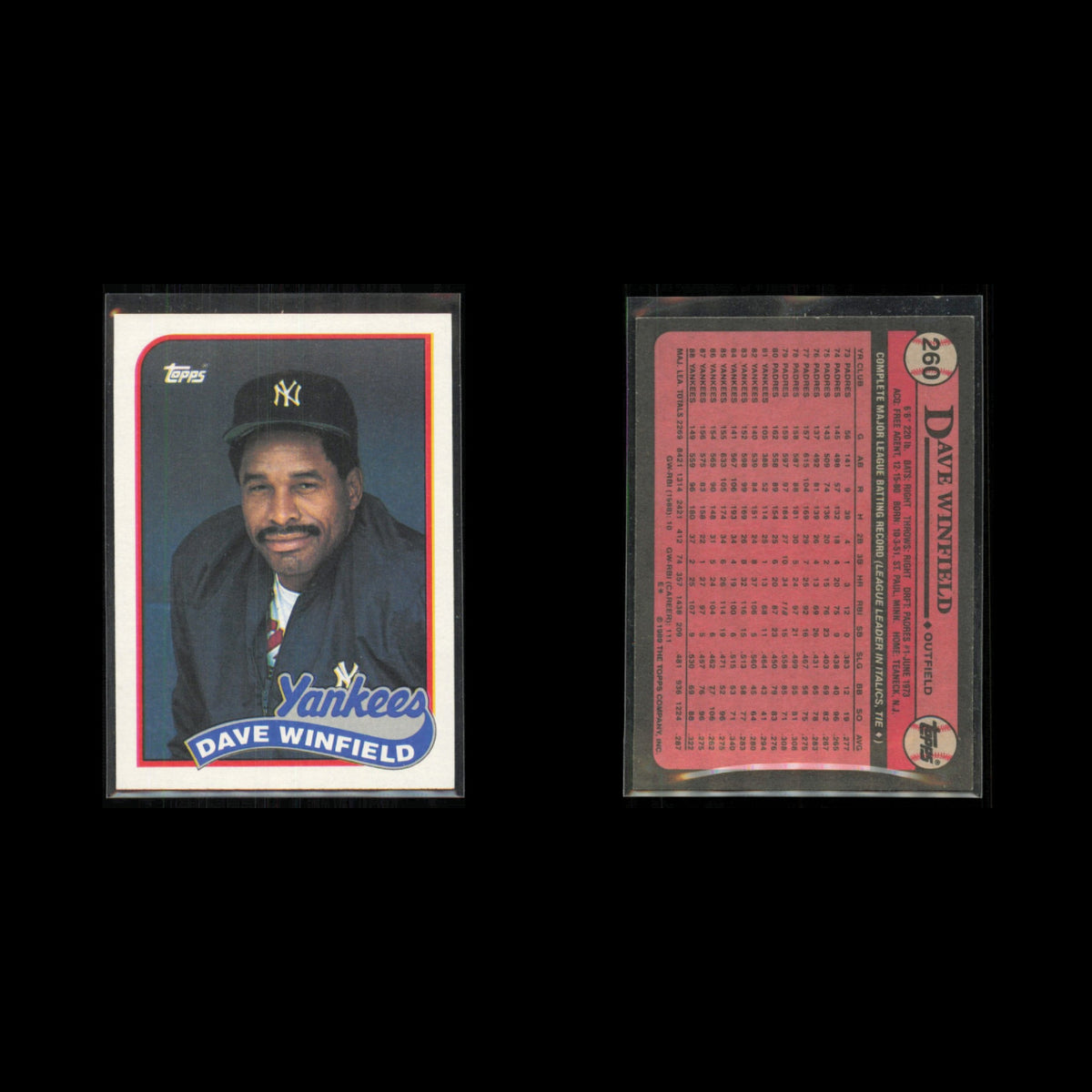 Dave Winfield Lot 7 Baseball Cards 1989 Topps New York Yankees Set Collection NM