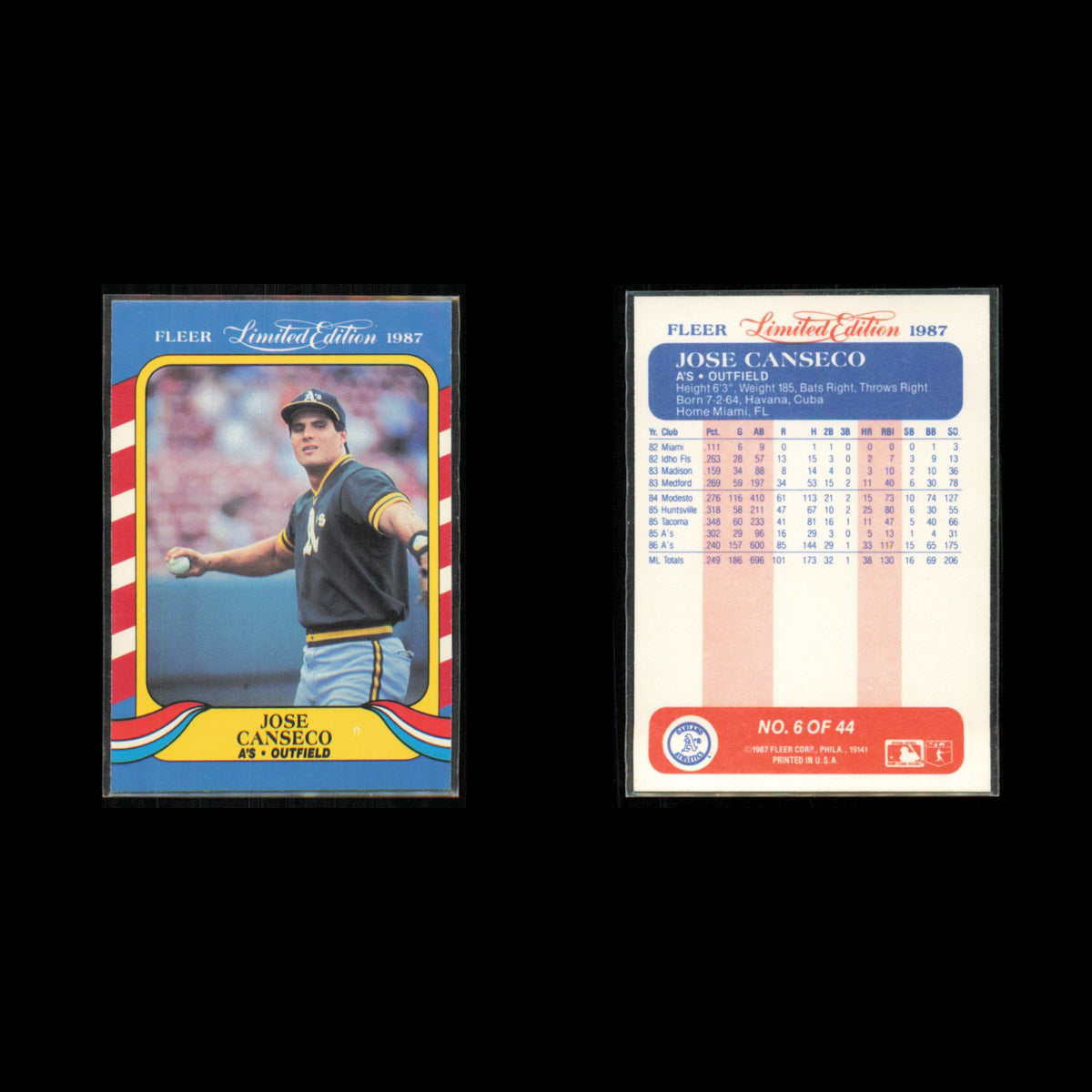 Jose Canseco Lot 4 Baseball Cards 1991 Donruss Oakland Athletics Set Collection