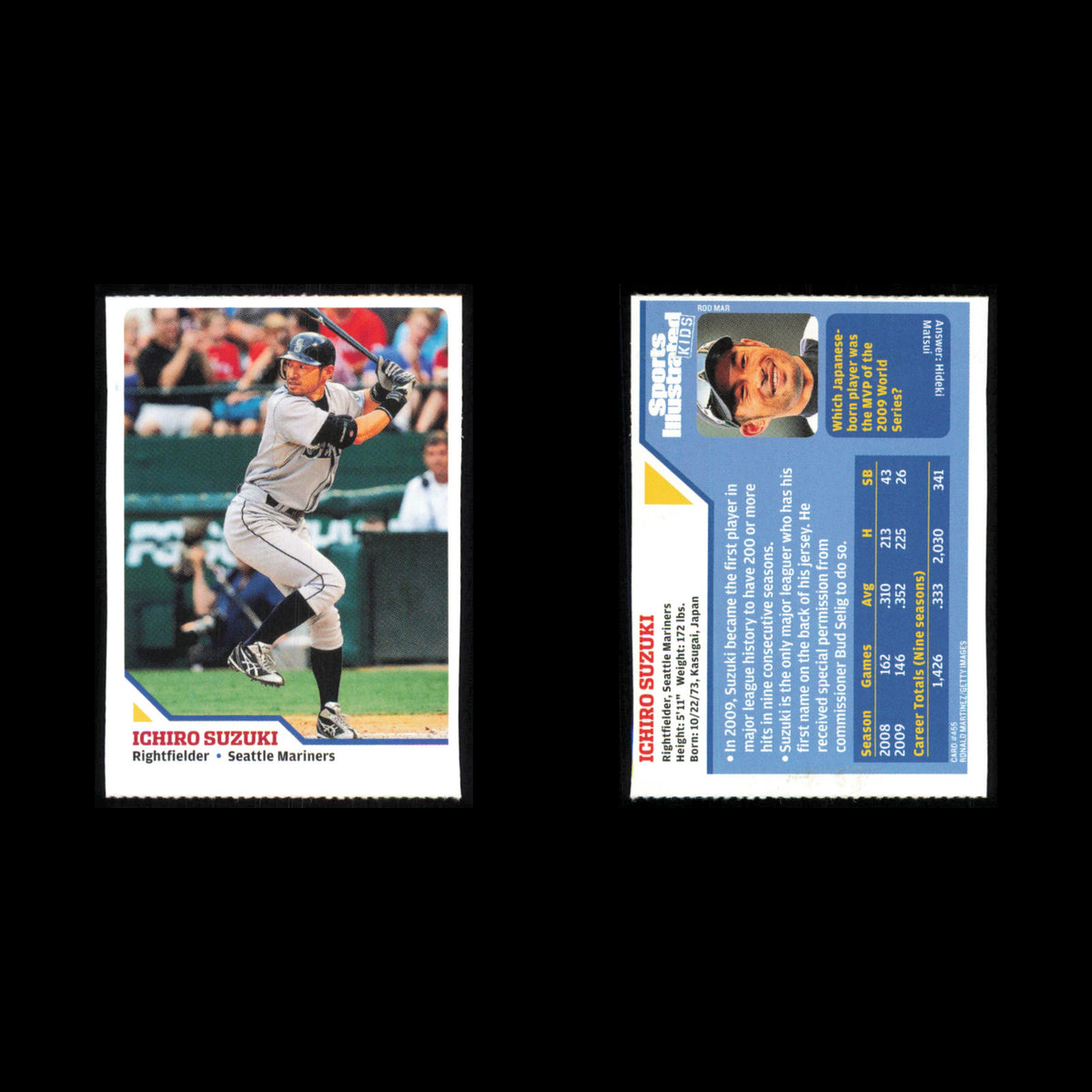 Ichiro Suzuki Lot 4 Baseball Cards 2010 Sports Illustrated for Kids Mariners Set