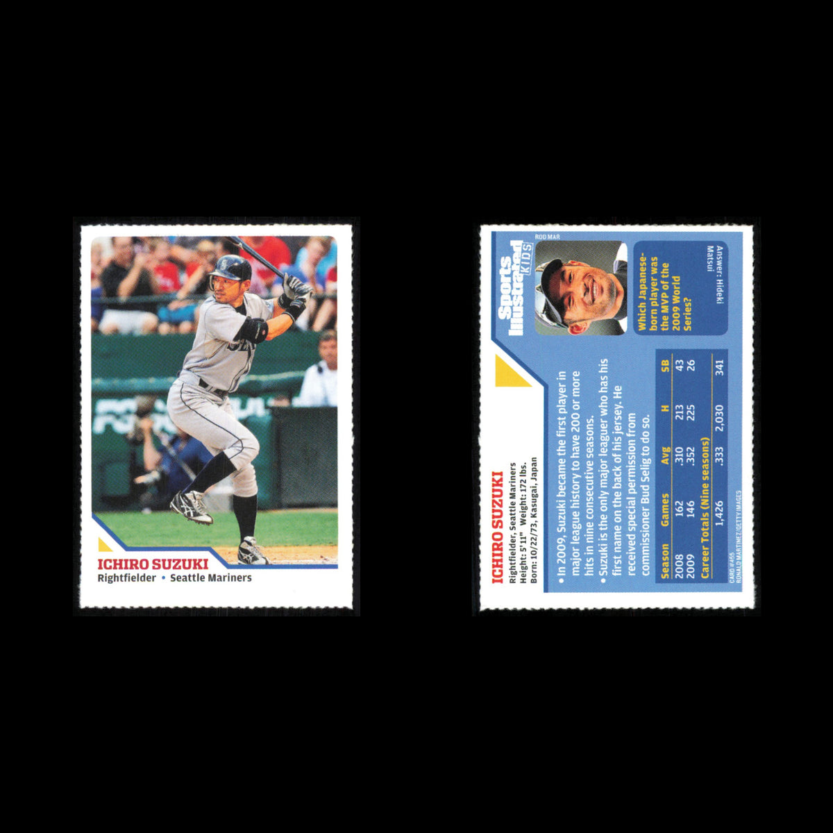 Ichiro Suzuki Lot 4 Baseball Cards 2010 Sports Illustrated for Kids Mariners Set