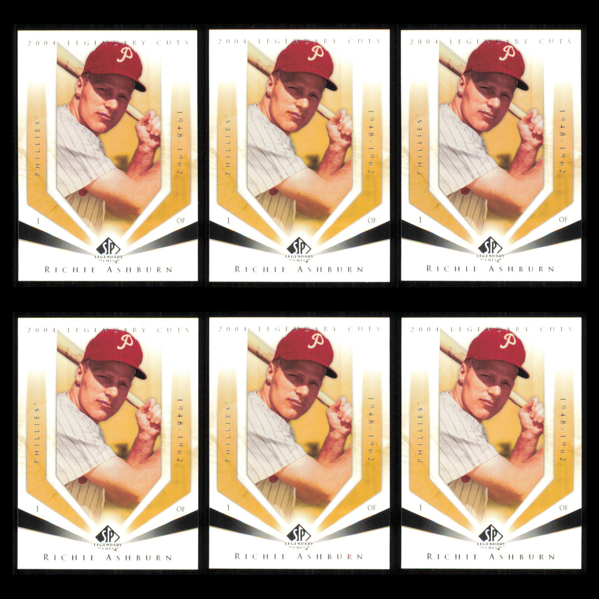 Richie Ashburn Lot 6 Baseball Cards 2004 SP Legendary Cuts Philadelphia Phillies