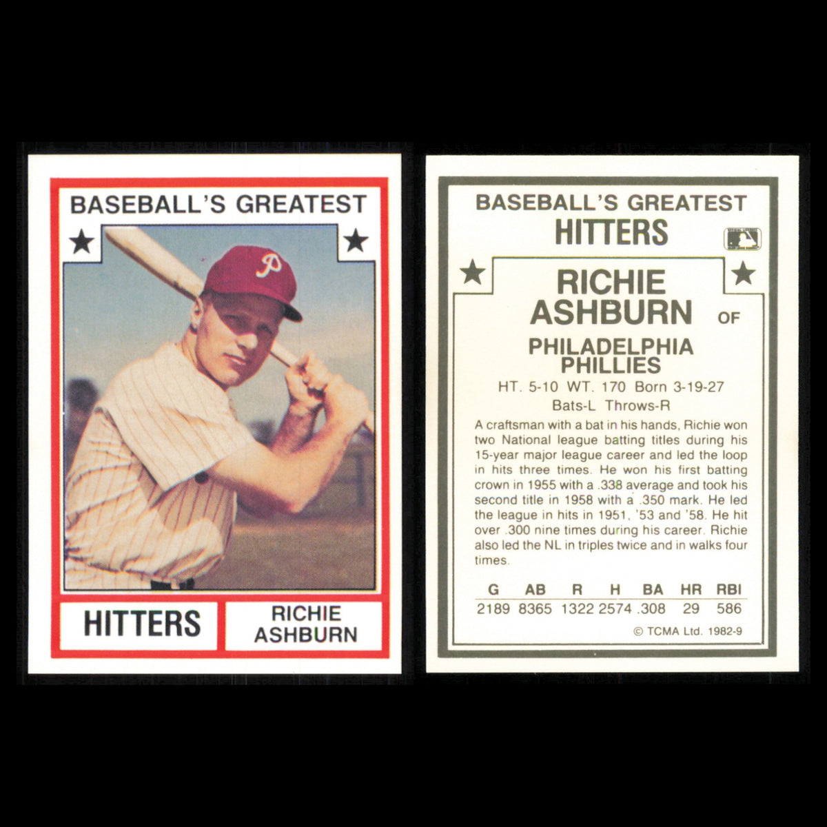 Richie Ashburn Lot 5 Baseball Cards 1982 TCMA Baseballs Greatest Phillies Set NM