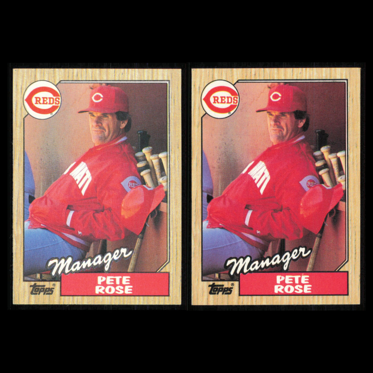 Pete Rose Lot 2 Baseball Cards 1987 Topps Cincinnati Reds Set Collection MLB NM