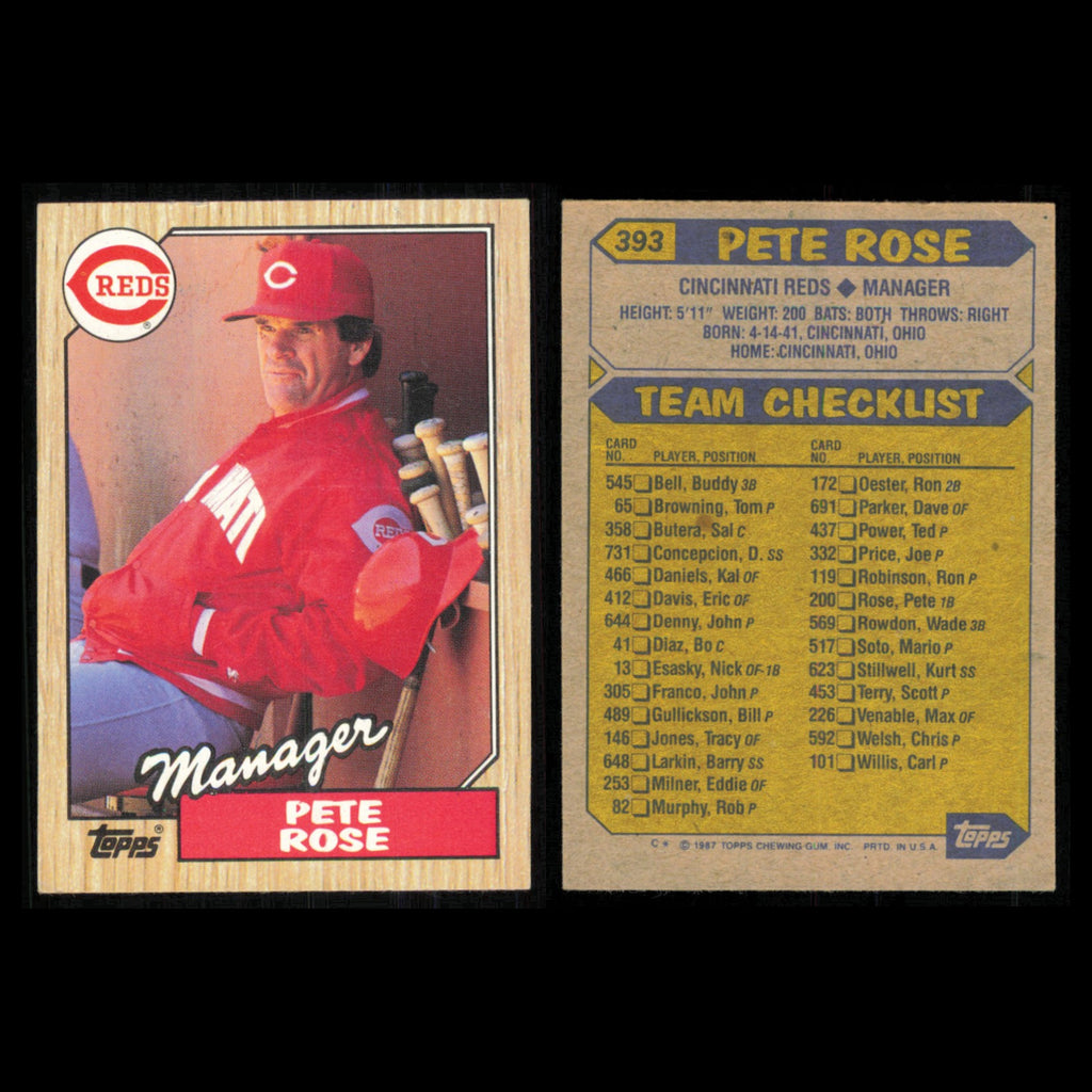 Pete Rose Lot 2 Baseball Cards 1987 Topps Cincinnati Reds Set Collection MLB NM