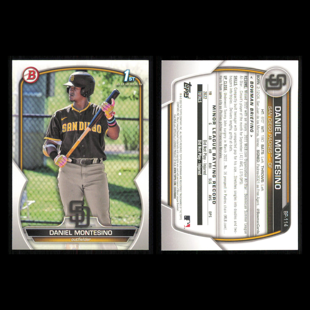 San Diego Padres Lot 11 Baseball Cards Bowman Prospects Daniel Montesino NM MLB