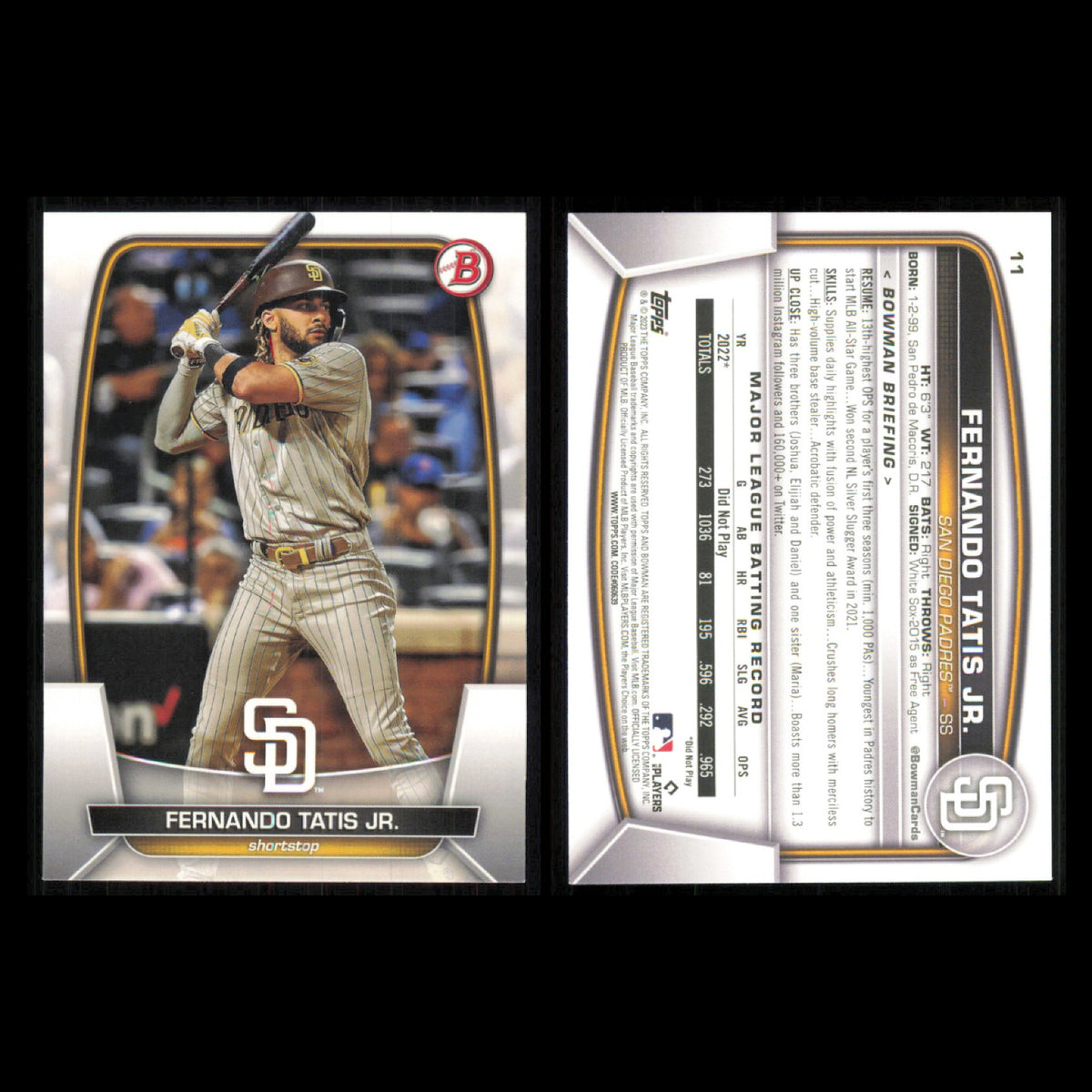 San Diego Padres Lot 11 Baseball Cards Bowman Prospects Daniel Montesino NM MLB