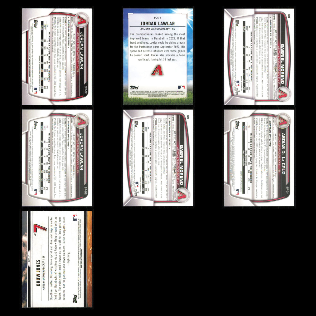 Arizona Diamondbacks Lot 7 Baseball Cards Bowman Chrome Prospects Jordan Lawlar