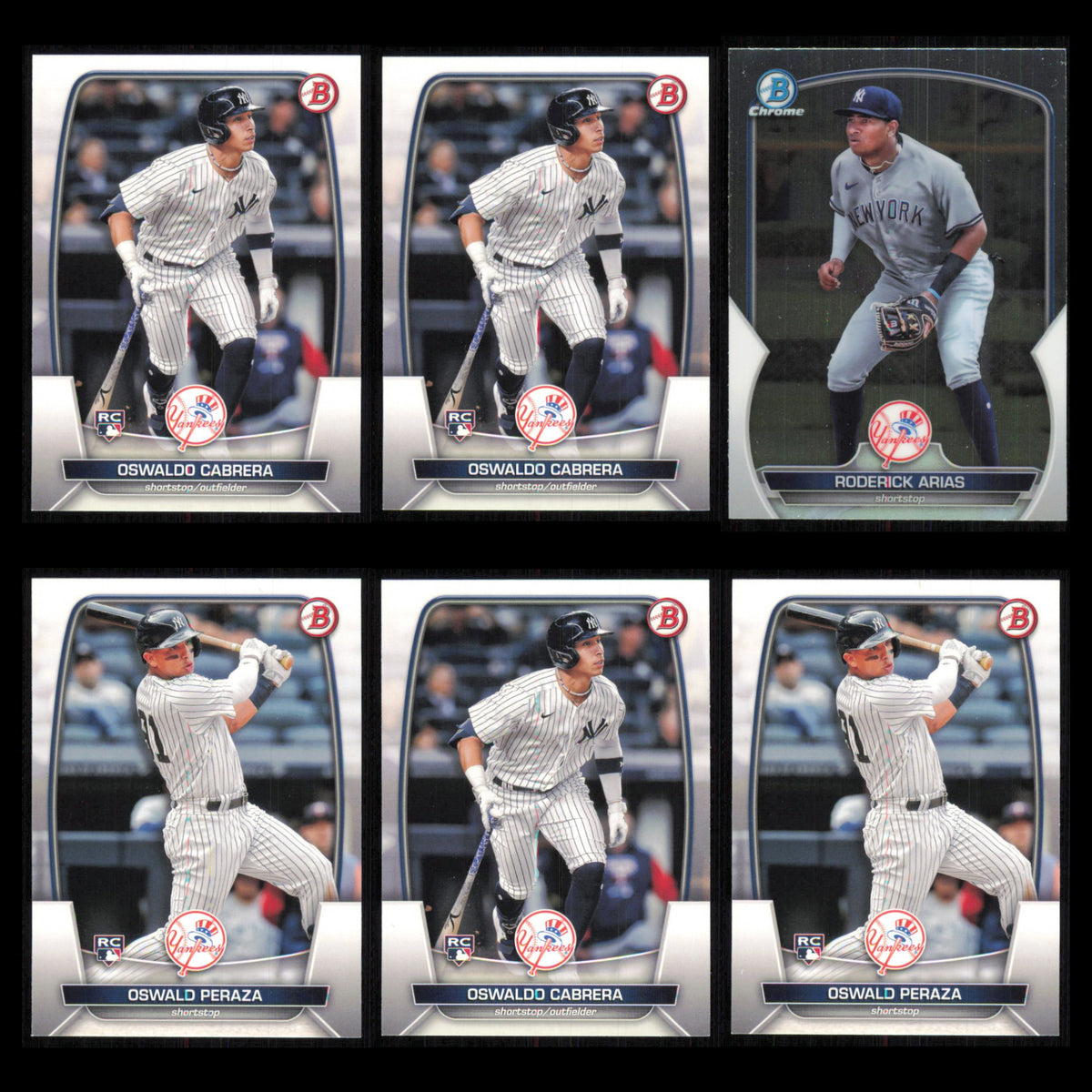 New York Yankees Rookie Lot 6 Baseball Cards Bowman Oswaldo Cabrera NM Baseball
