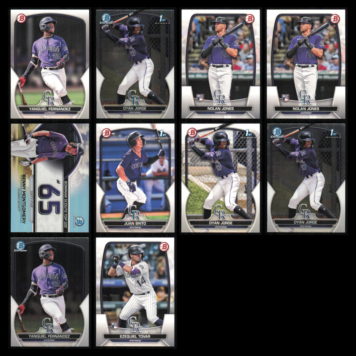 Colorado Rockies Lot 10 Baseball Cards Bowman Prospects Yanquiel Fernandez NM
