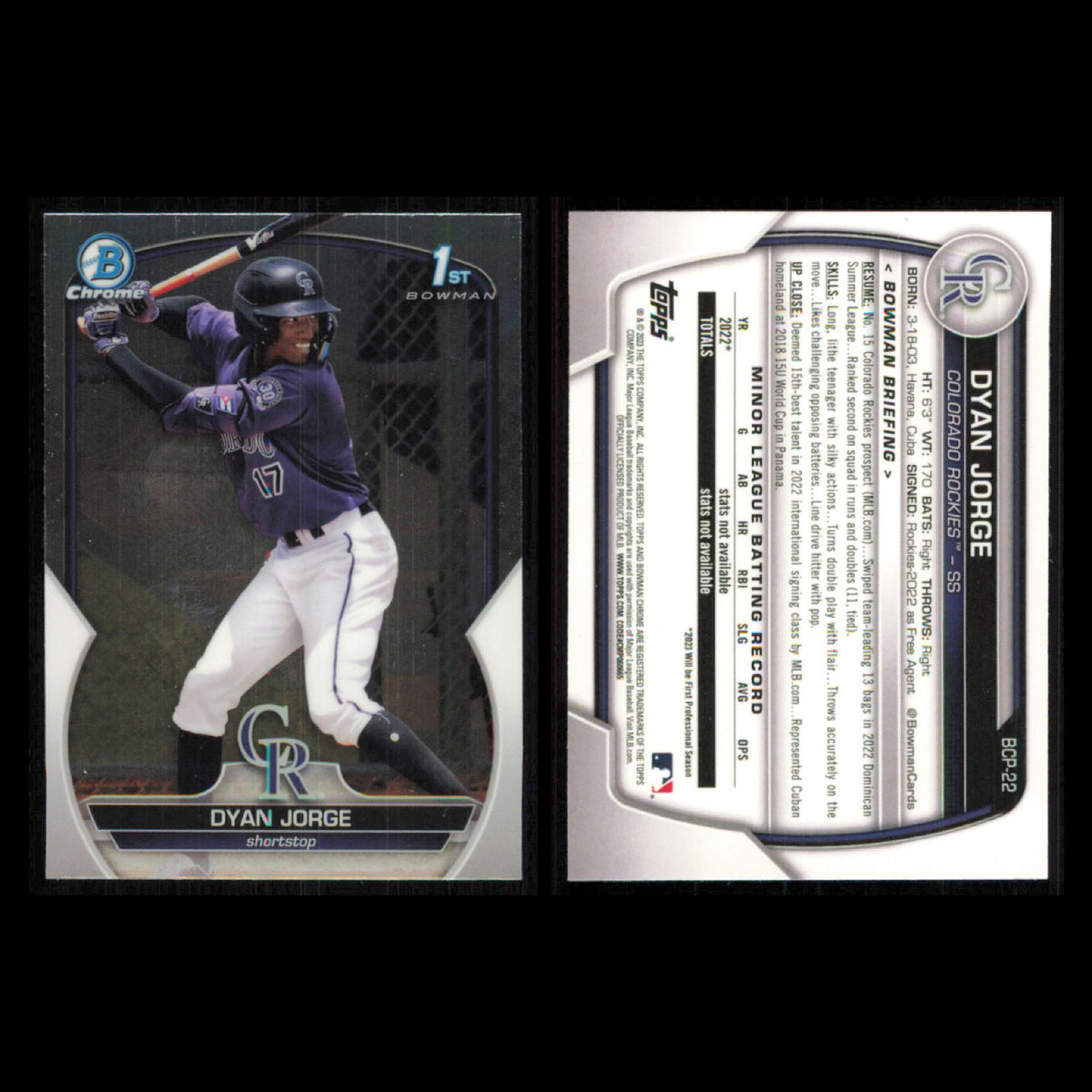 Colorado Rockies Lot 10 Baseball Cards Bowman Prospects Yanquiel Fernandez NM