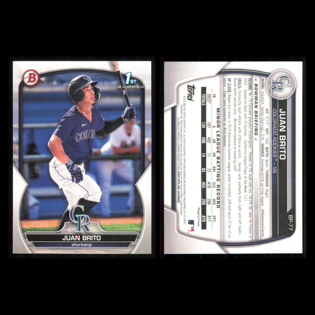 Colorado Rockies Lot 10 Baseball Cards Bowman Prospects Yanquiel Fernandez NM