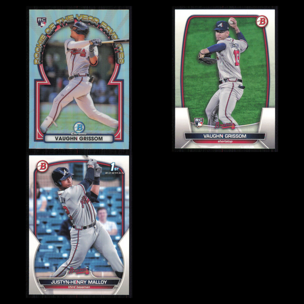 Atlanta Braves Lot 3 Baseball Cards Bowman Rookie of the Year Favorites NM MLB