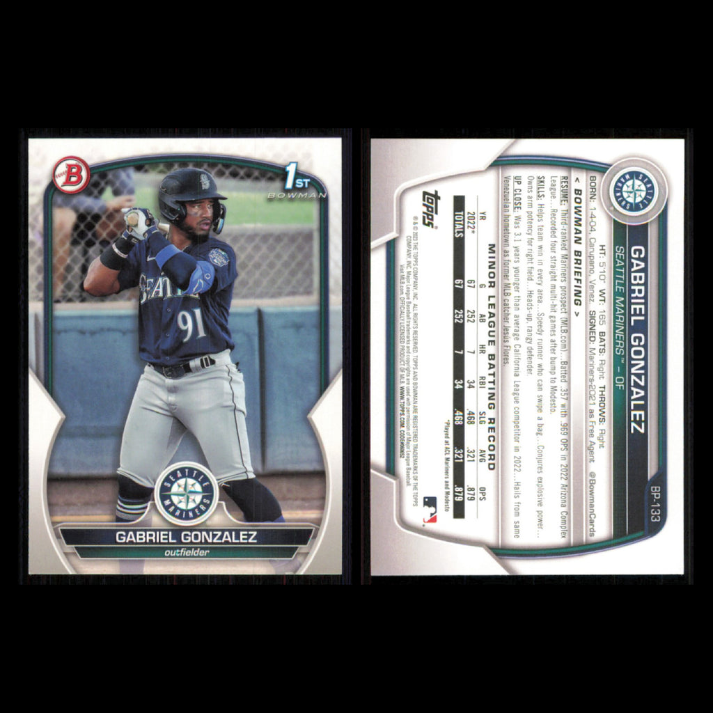 Seattle Mariners Lot 11 Baseball Cards Bowman Prospects Cole Young NM Baseball