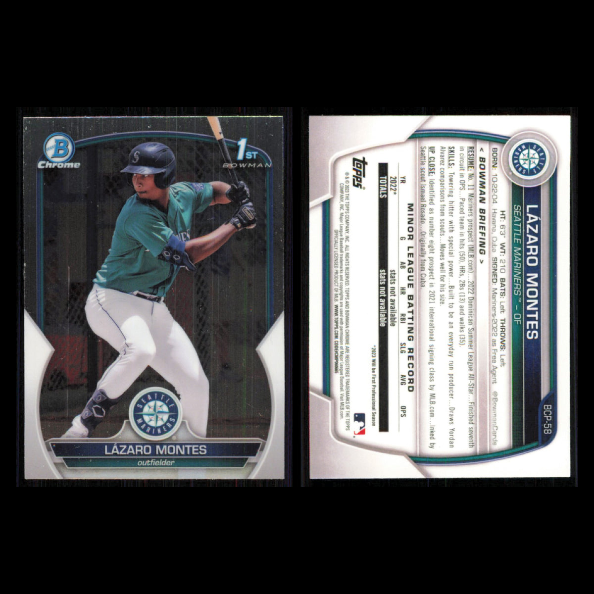 Seattle Mariners Lot 11 Baseball Cards Bowman Prospects Cole Young NM Baseball