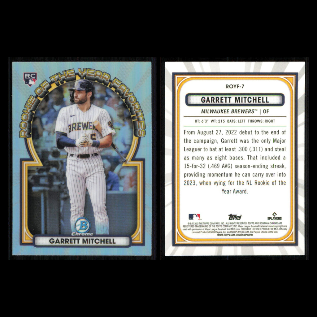 Milwaukee Brewers Lot 10 Baseball Cards Bowman Rookie of the Year Favorites NM
