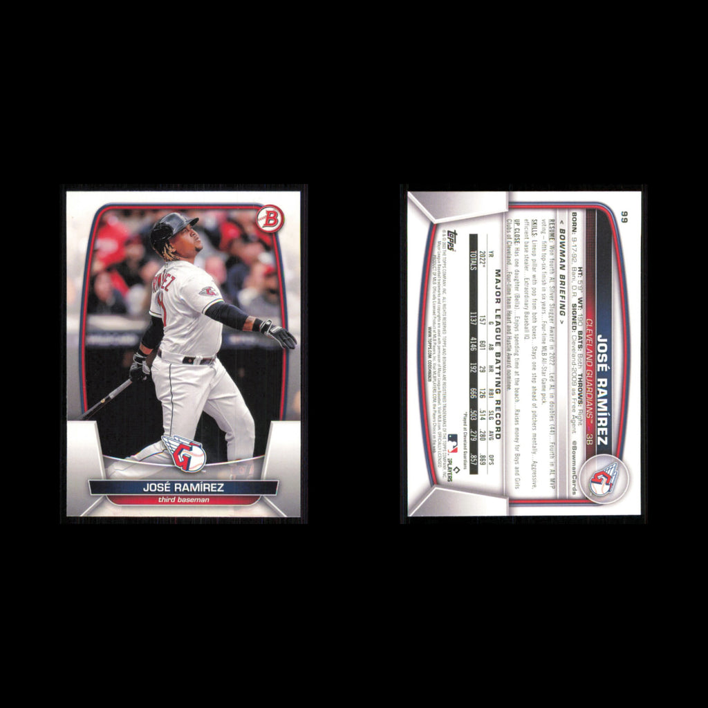 Cleveland Guardians Lot 9 Baseball Cards Bowman Jose Ramirez NM Baseball MLB