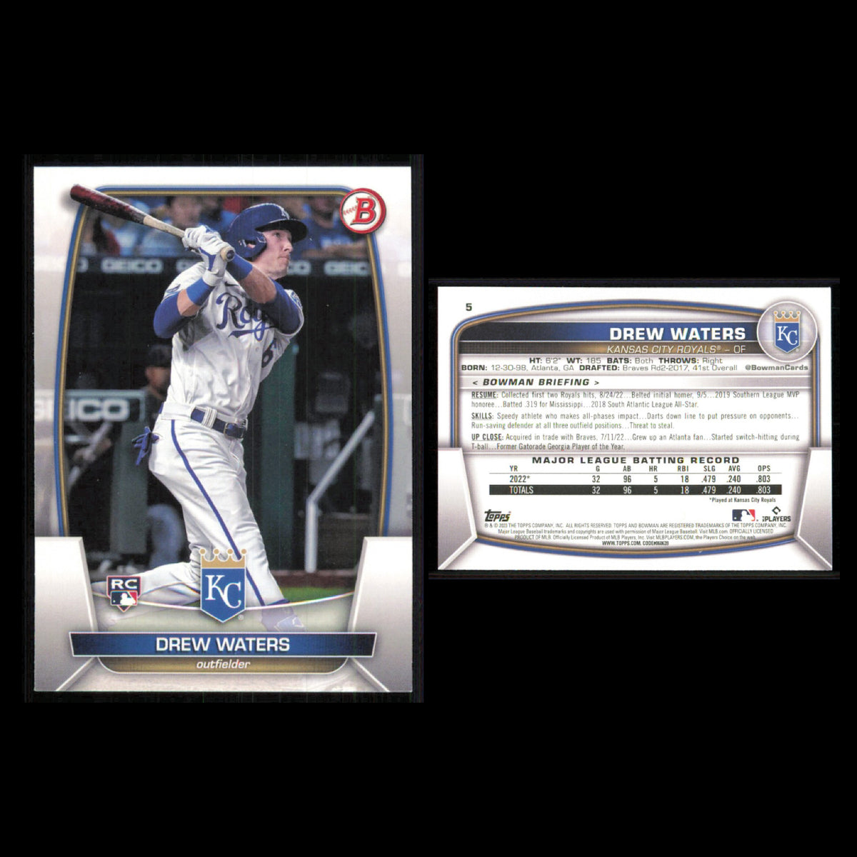 Kansas City Royals Lot 10 Baseball Cards Bowman Bobby Witt Jr. NM Baseball MLB