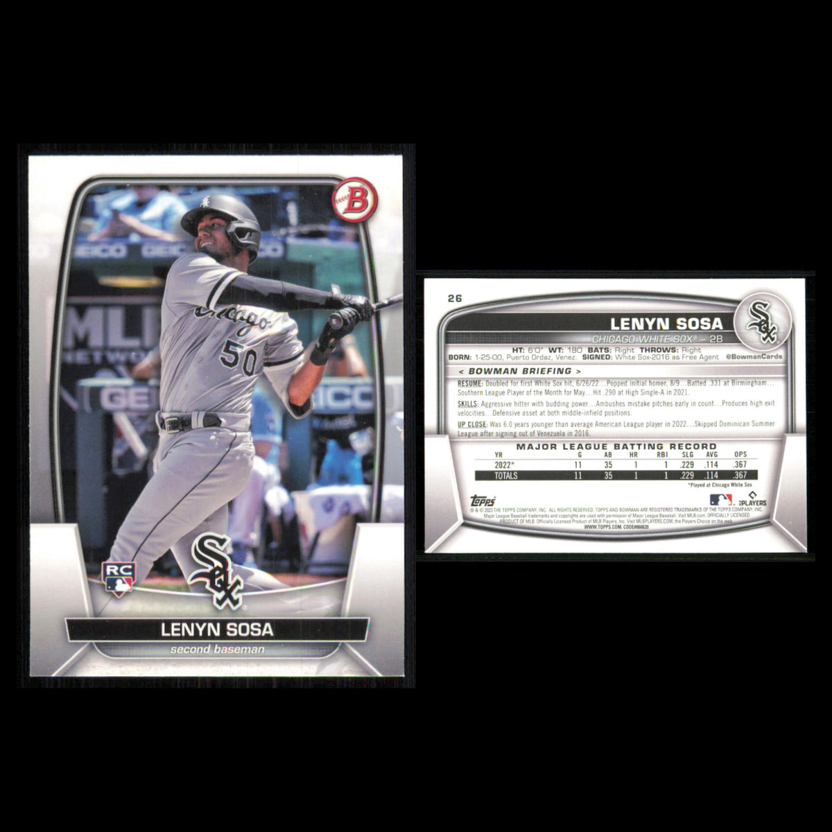 Colson Montgomery Lot 5 Baseball Cards 2023 Bowman Prospects Chicago White Sox