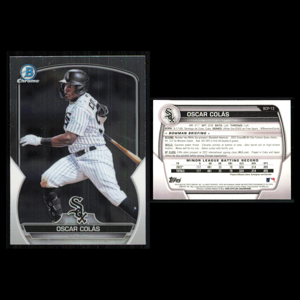 Oscar Colas Lot 5 Baseball Cards 2023 Bowman Chrome Prospects Chicago White Sox
