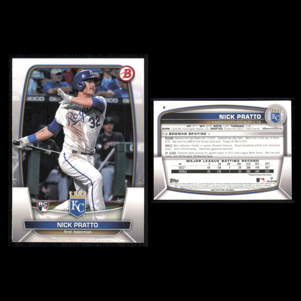 Kansas City Royals Lot 10 Baseball Cards Bowman Prospects Lizandro Rodriguez NM