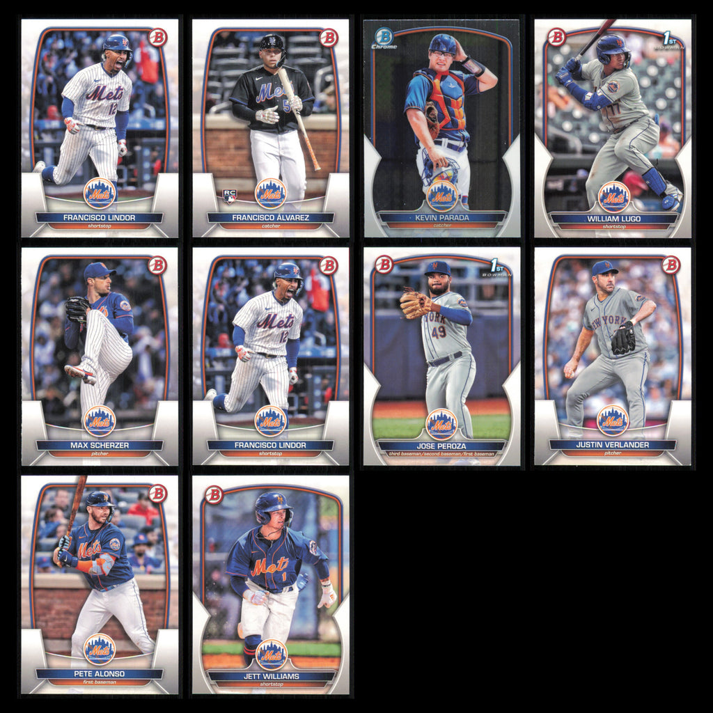 New York Mets Lot 10 Baseball Cards Bowman Francisco Lindor NM Baseball MLB