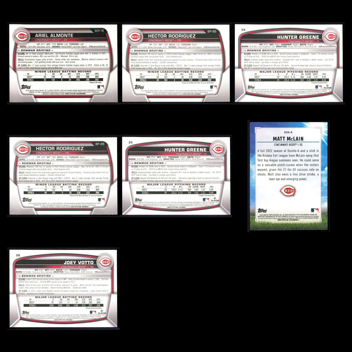 Cincinnati Reds Lot 7 Baseball Cards Bowman Chrome Prospects Ariel Almonte NM