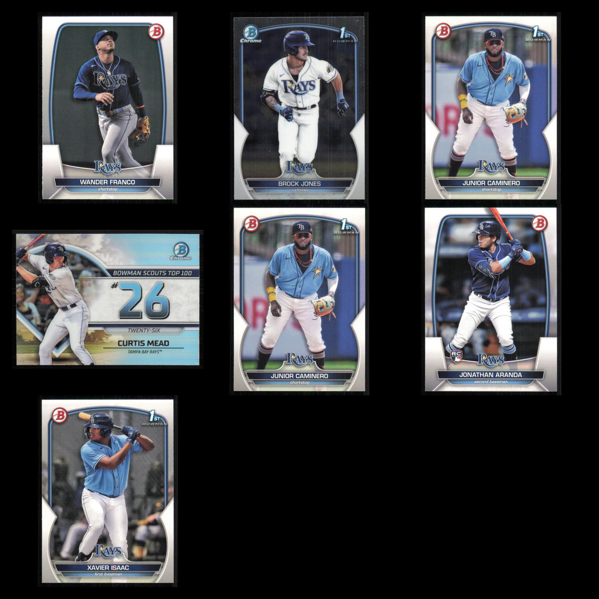 Tampa Bay Rays Lot 7 Baseball Cards Bowman Wander Franco NM Baseball MLB