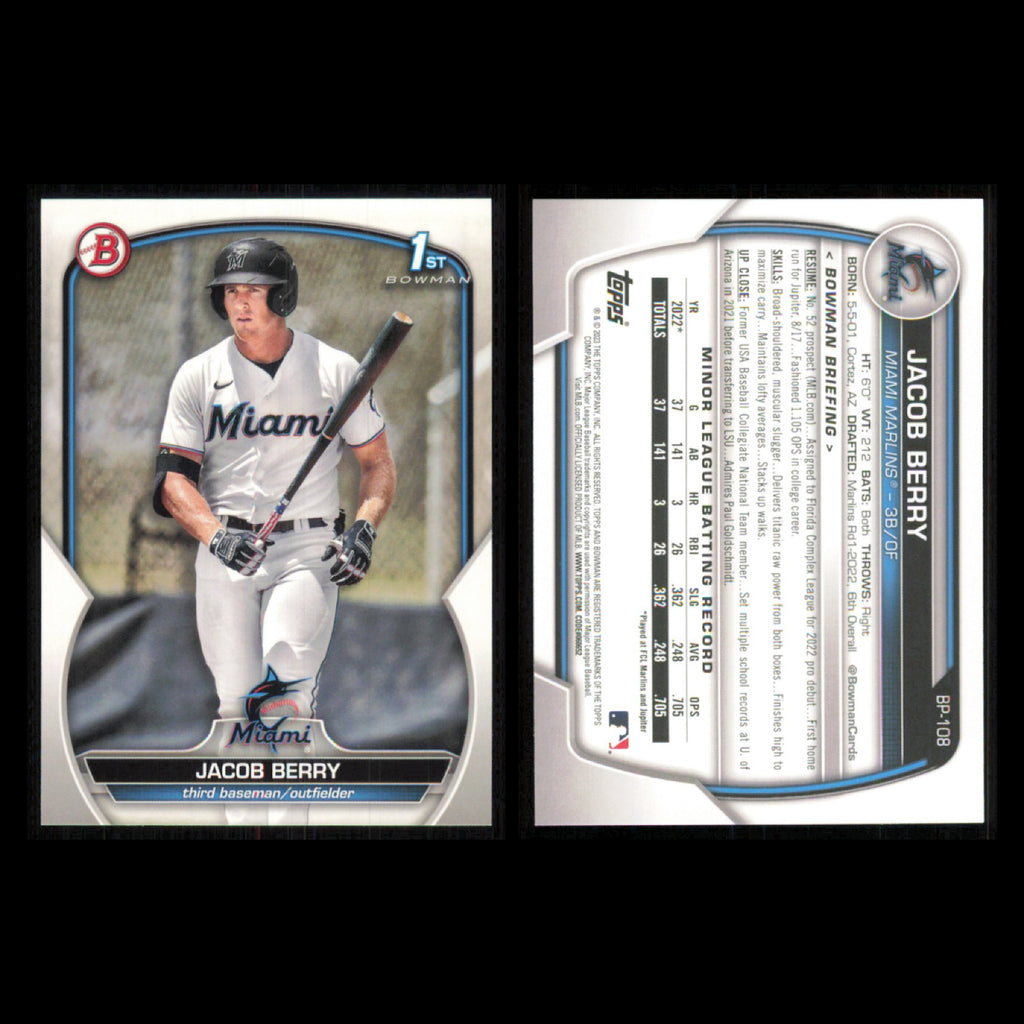 Miami Marlins Rookie Lot 11 Baseball Cards Bowman JJ Bleday NM Baseball MLB
