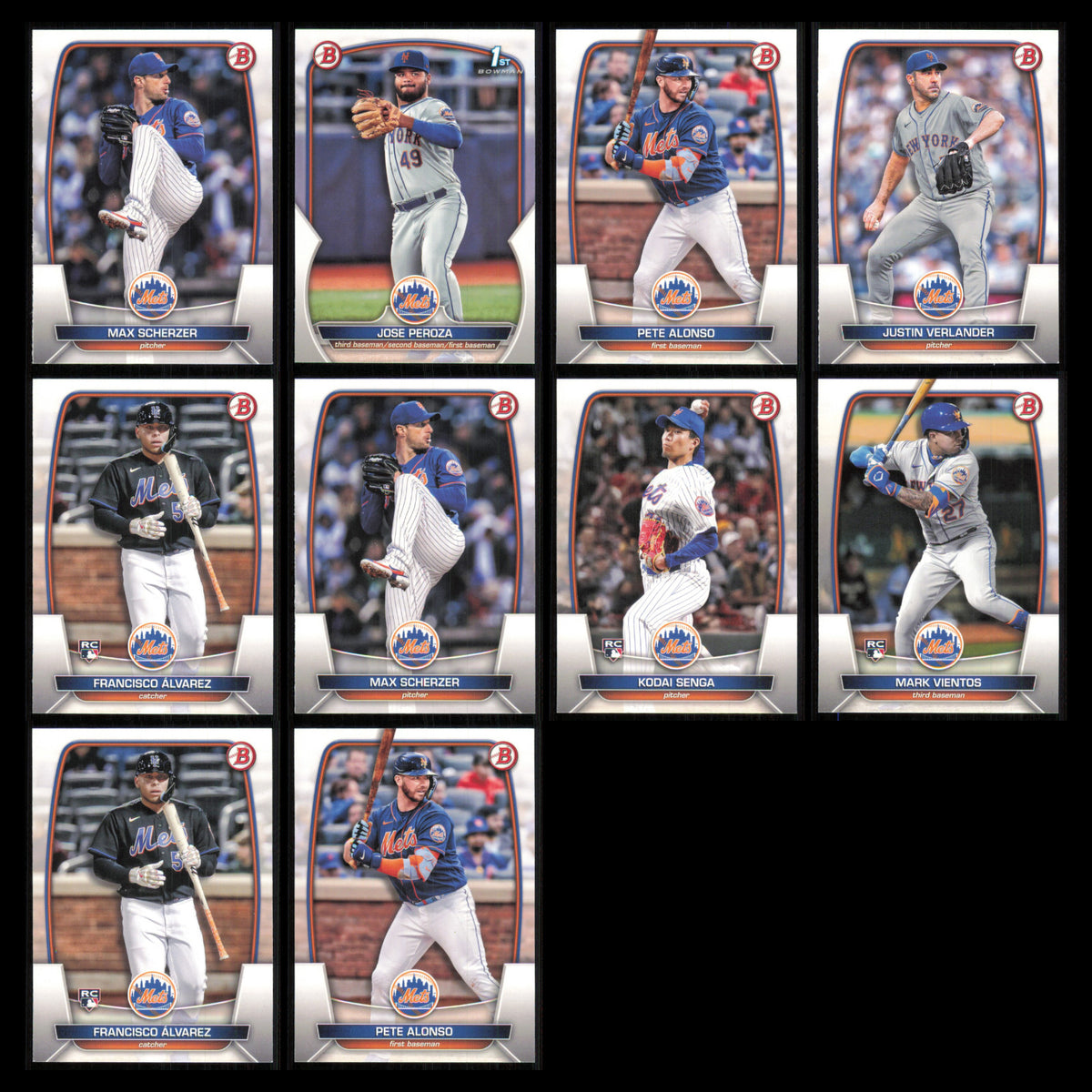 New York Mets Lot 10 Baseball Cards Bowman Max Scherzer NM Baseball MLB