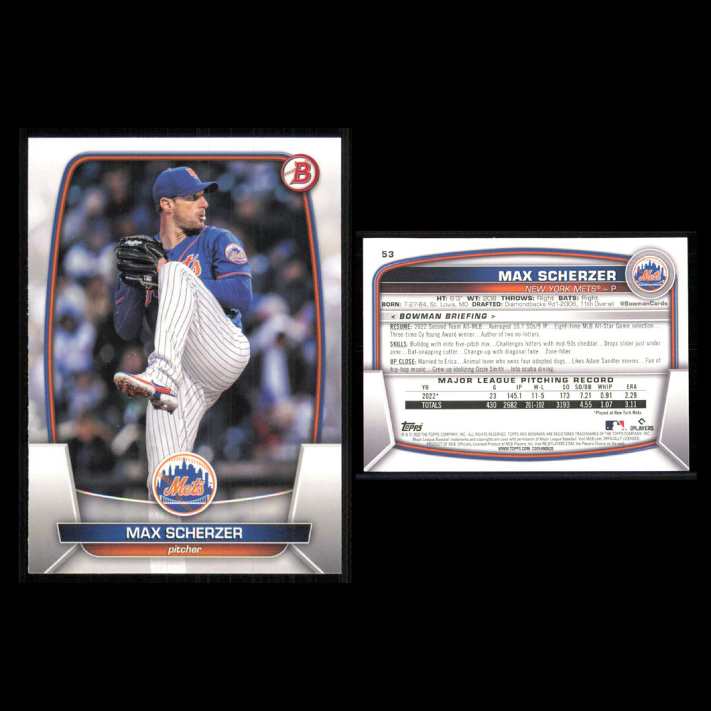 New York Mets Lot 10 Baseball Cards Bowman Max Scherzer NM Baseball MLB