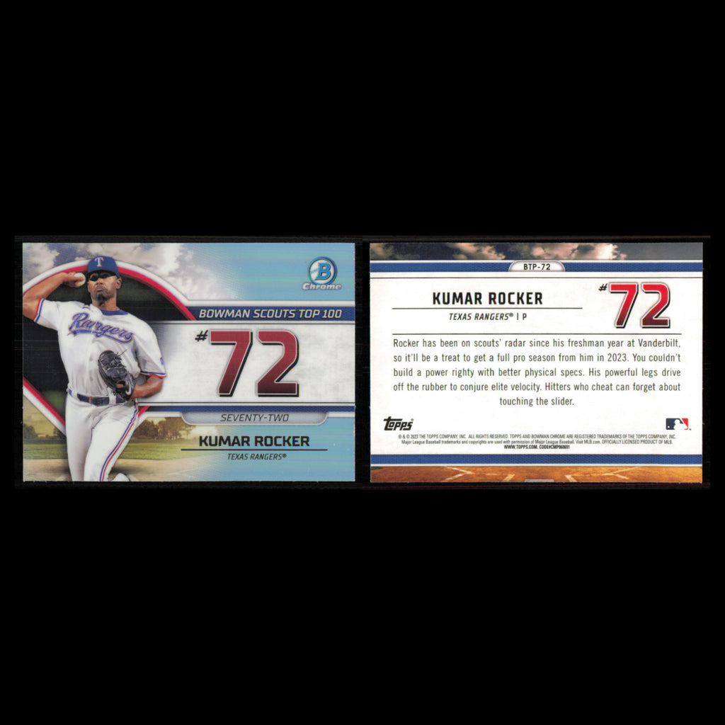 Texas Rangers Lot 7 Baseball Cards Bowman Prospects Kumar Rocker NM Baseball MLB