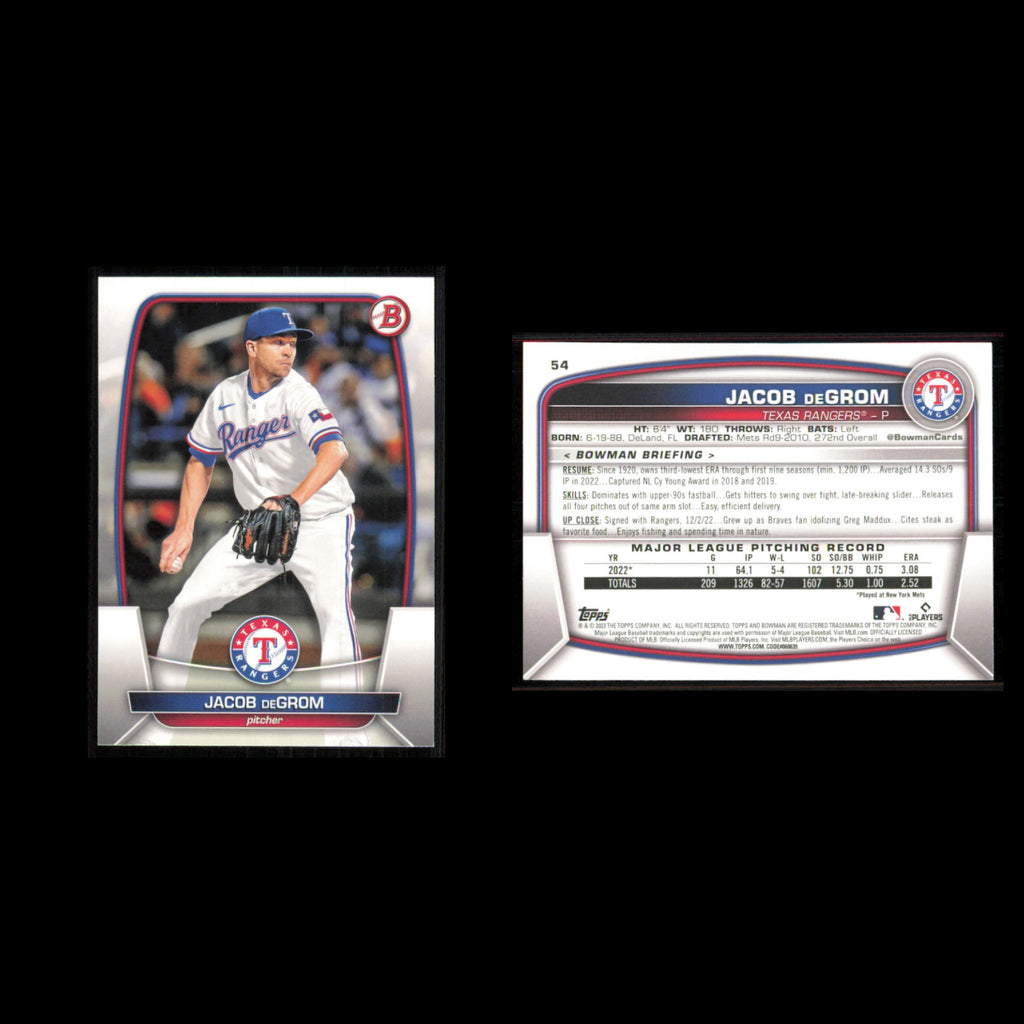 Texas Rangers Lot 7 Baseball Cards Bowman Prospects Kumar Rocker NM Baseball MLB