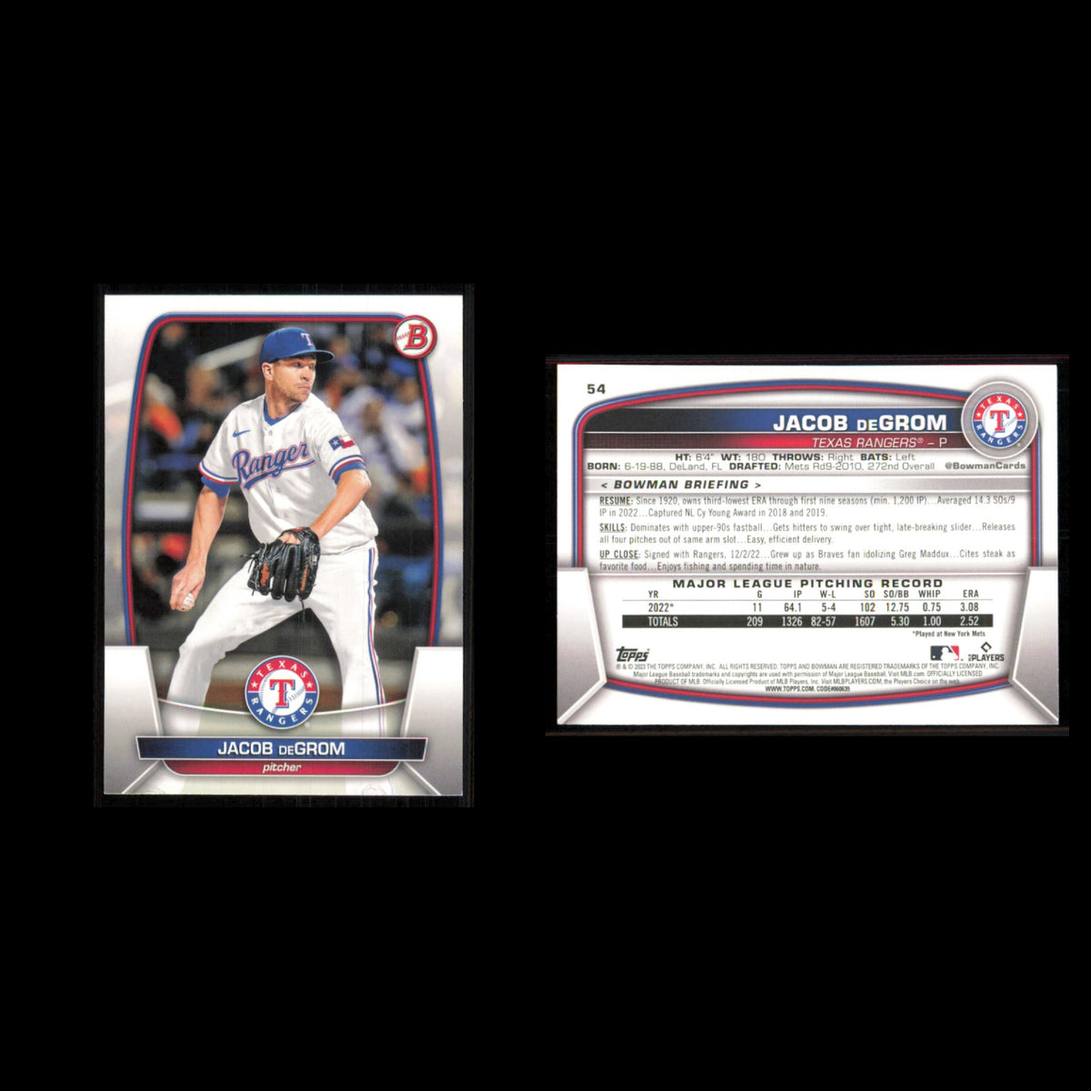 Texas Rangers Lot 7 Baseball Cards Bowman Prospects Kumar Rocker NM Baseball MLB