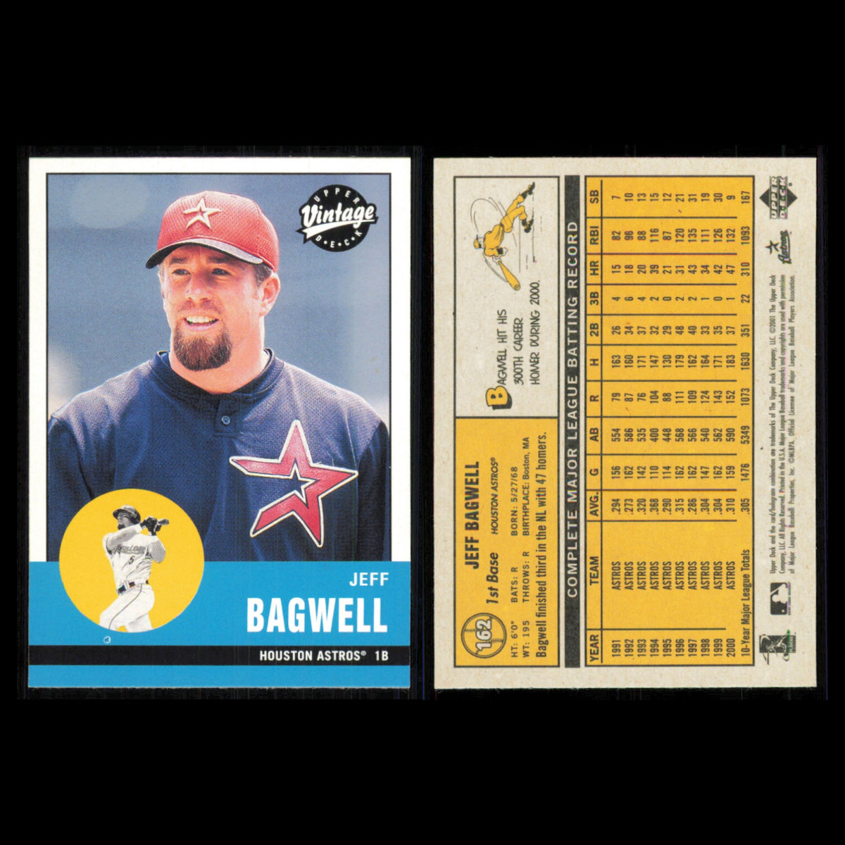 Jeff Bagwell Lot 6 Baseball Cards 2001 Upper Deck Vintage Houston Astros Set MLB