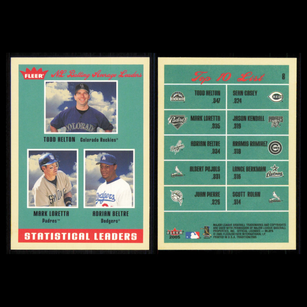 Todd Helton/Mark Loretta/Adrian Beltre Lot 5 Baseball Cards 2005 Fleer Tradition
