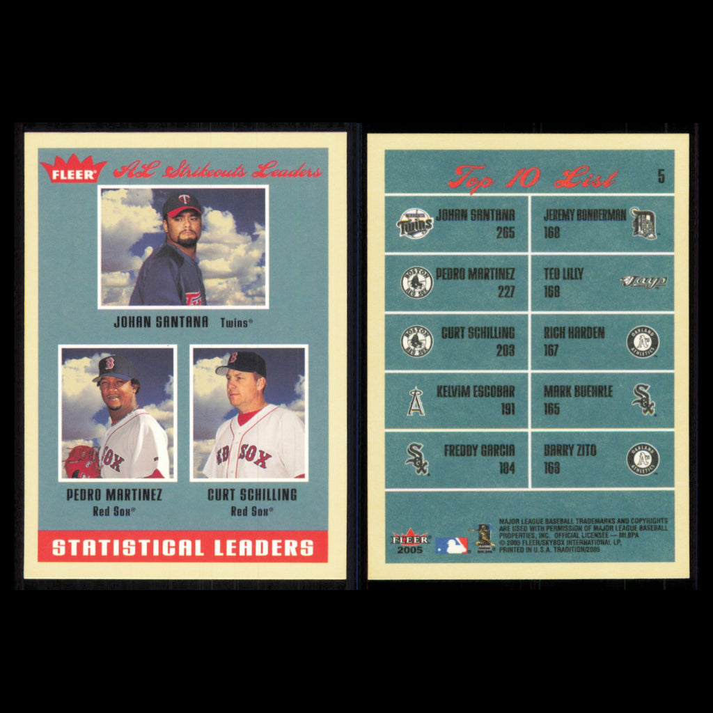 Johan Santana/Pedro Martinez/Curt Schilling Lot 5 Baseball Cards 2005 Set MLB NM